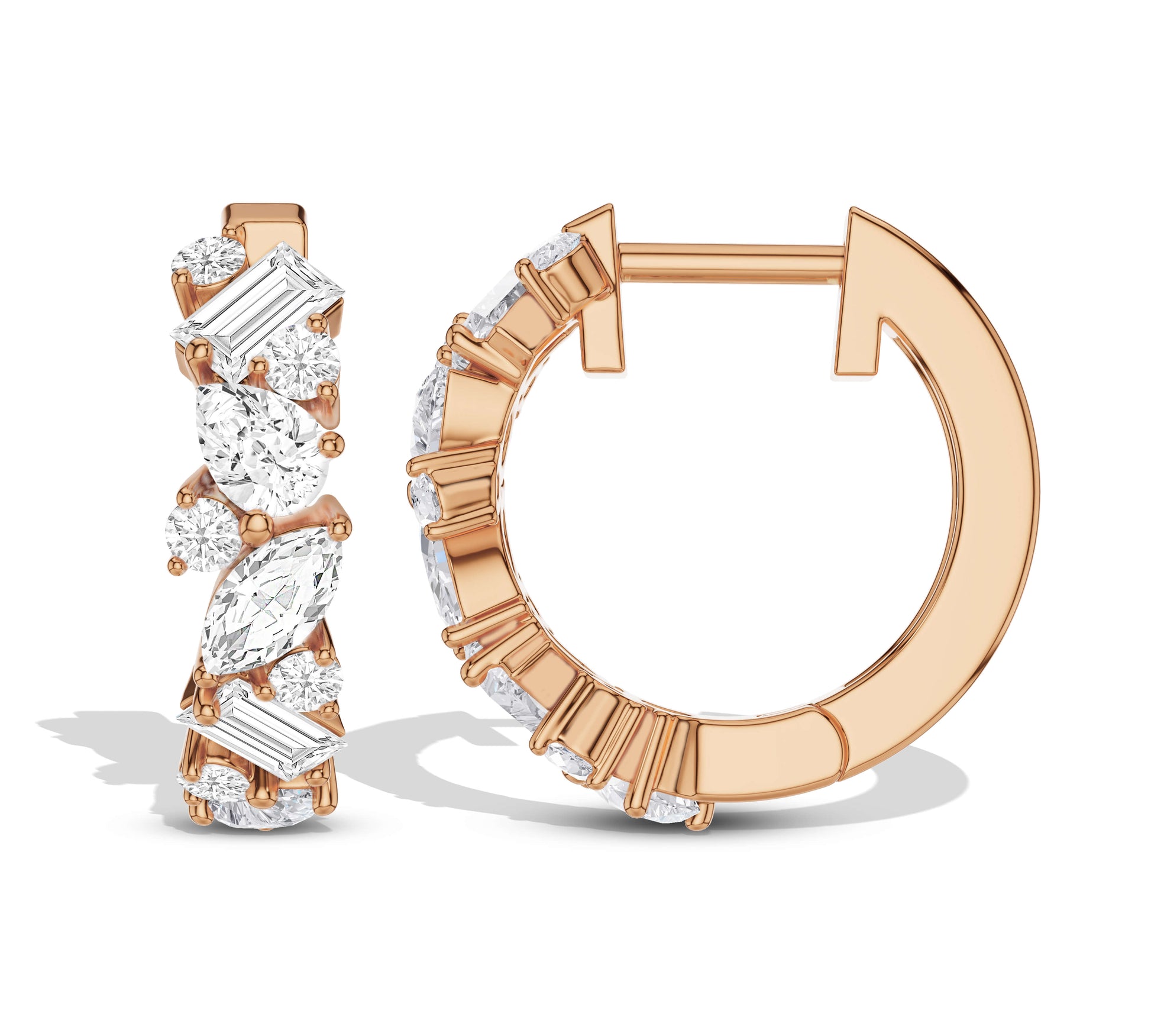 Statement hoop earrings with unique diamond shapes