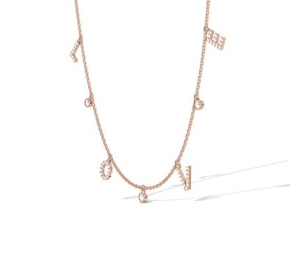 Charm necklace with diamond LOVE letters