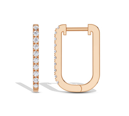 Slim diamond pave hoops with geometric styling