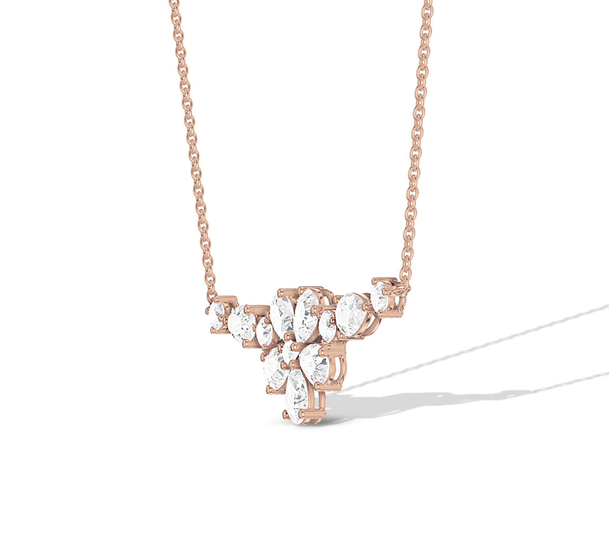Statement floral diamond necklace in 14K gold
