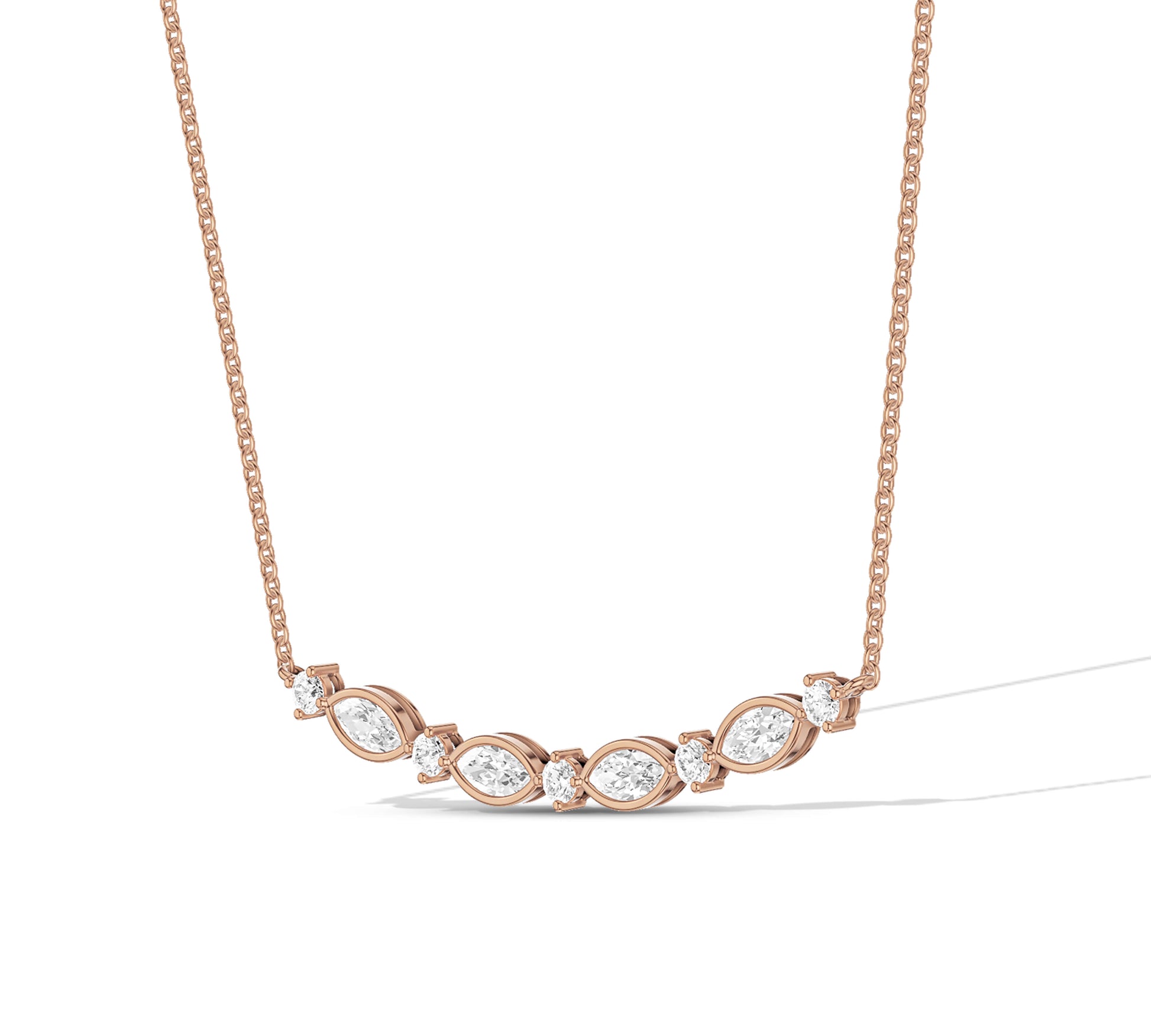 Dainty necklace with marquise shapes and sparkles