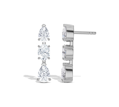 Trio-stone design earrings with fine craftsmanship