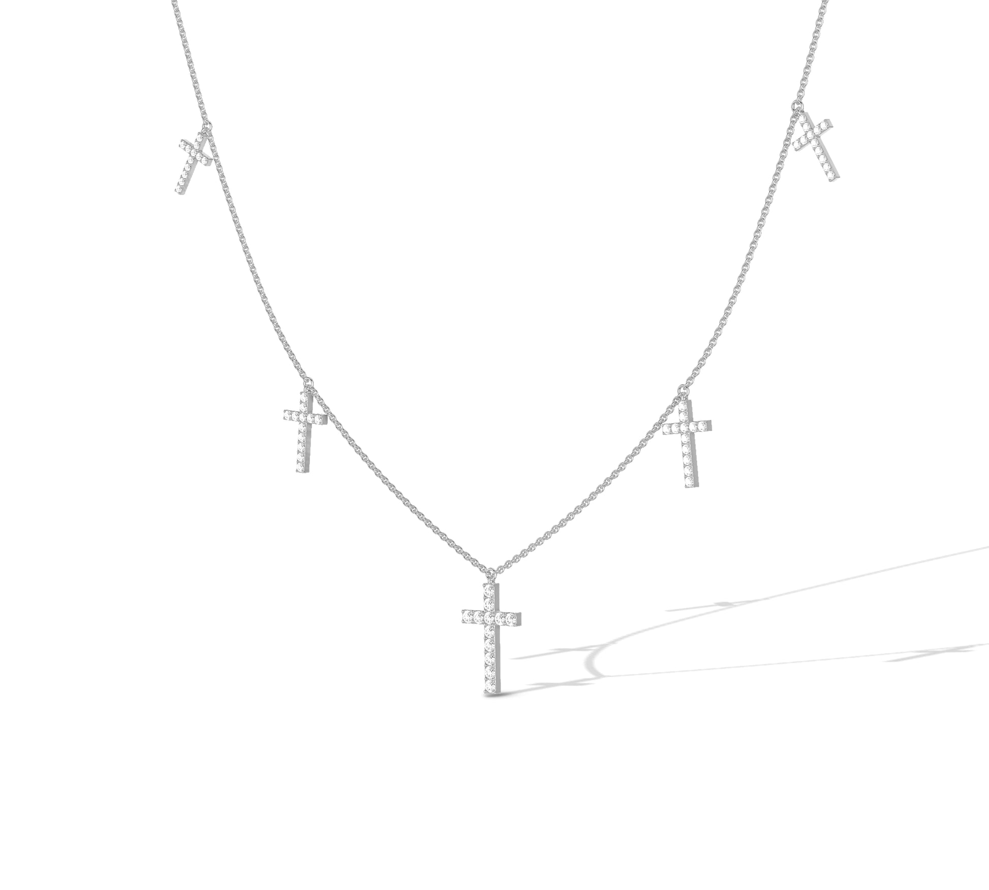 Elegant gold chain with five cross charms