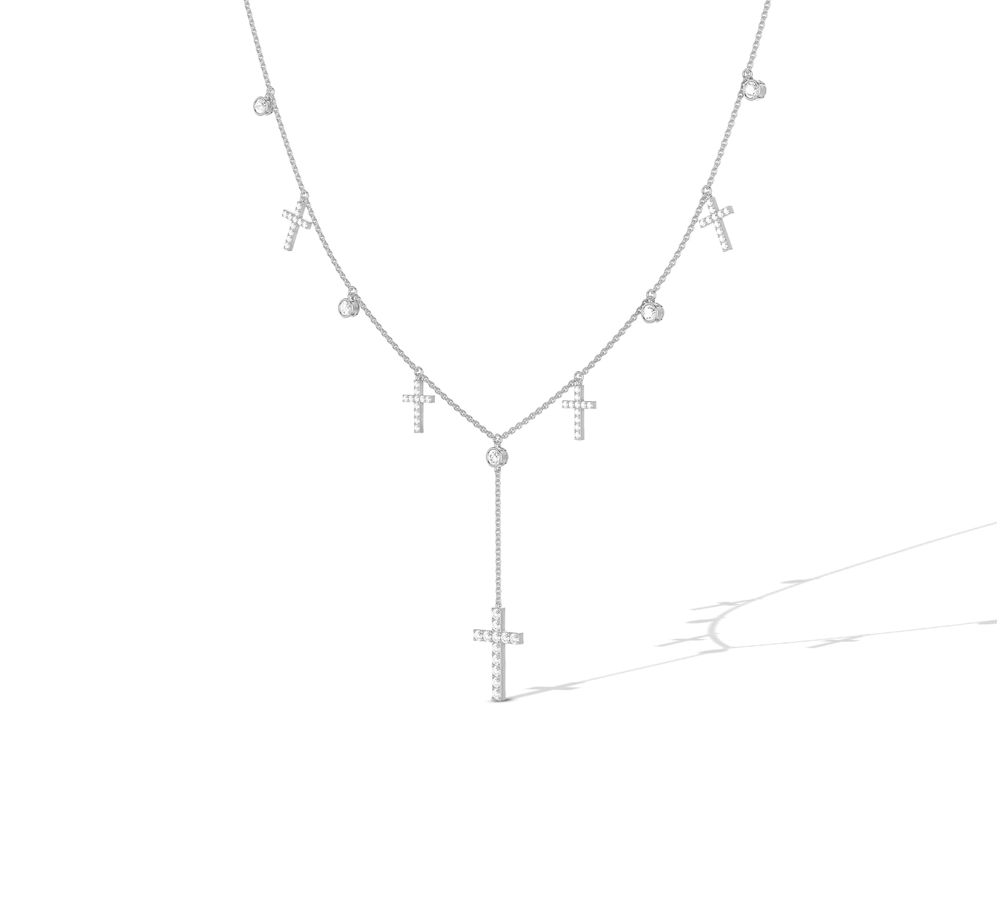Layered look cross necklace in yellow gold