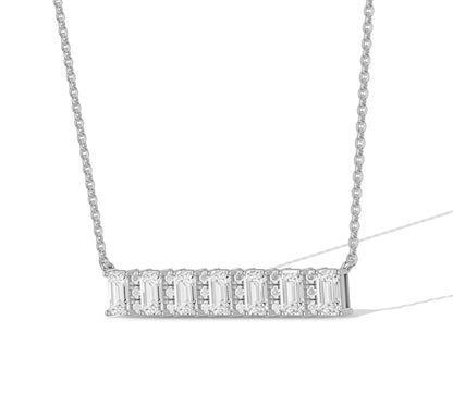 Necklace with emerald cut diamond accents