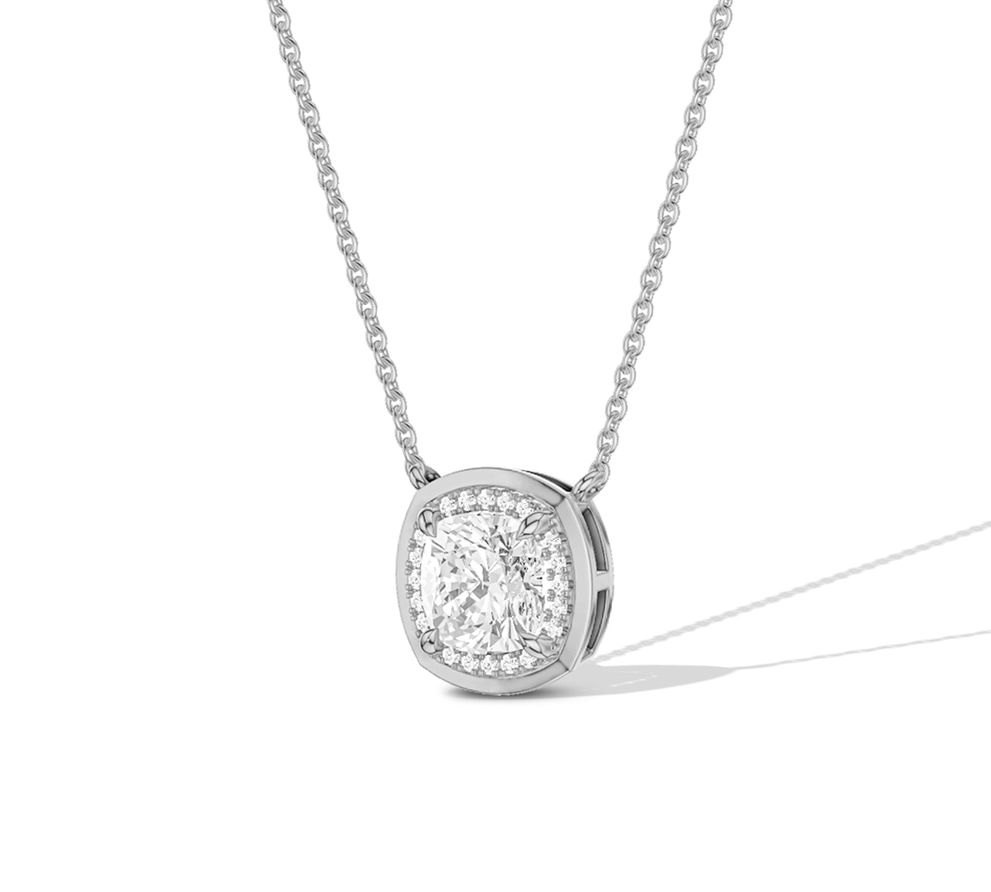 Gift-ready gold necklace with cushion cut diamond