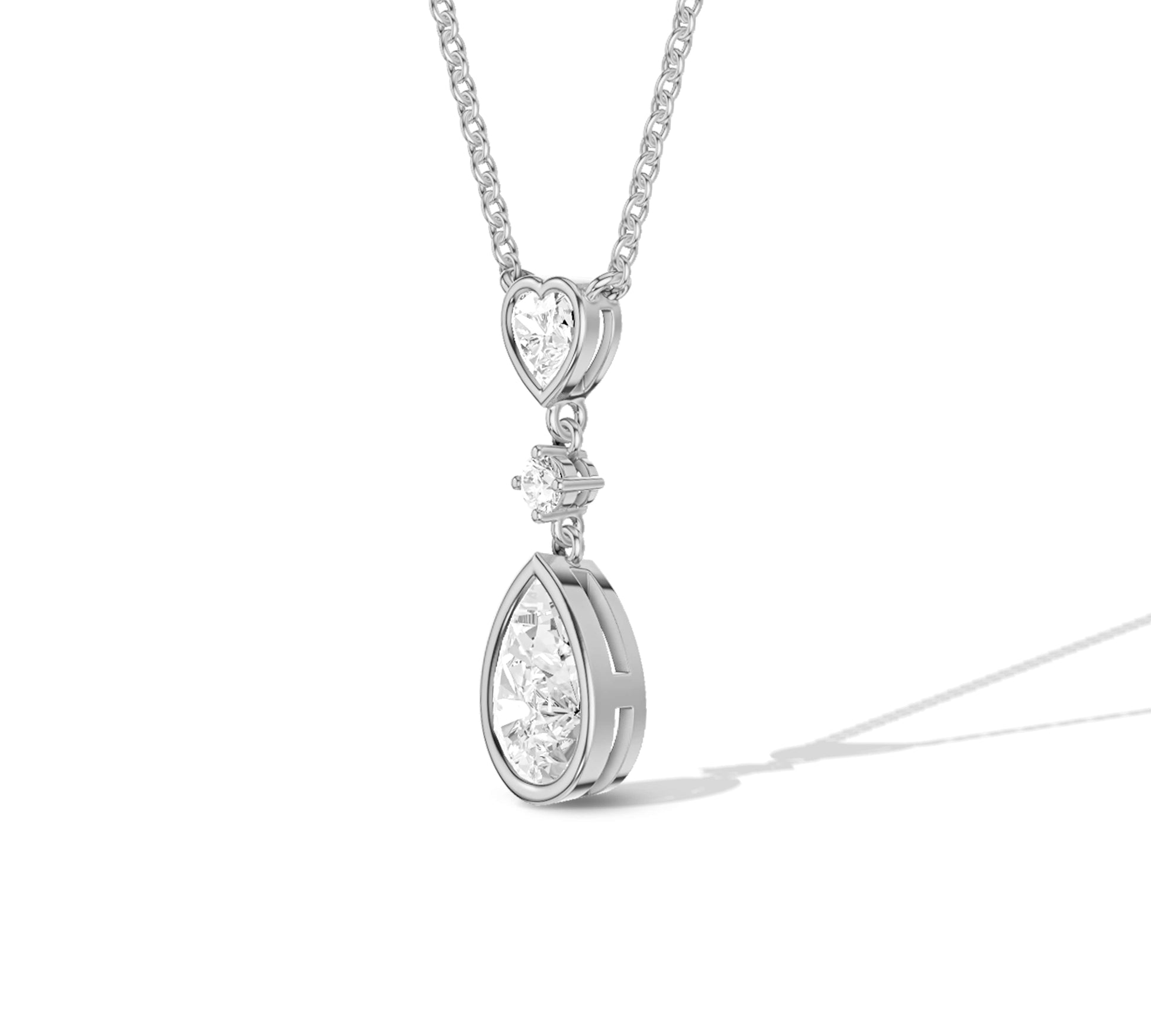 pear diamond bezel set diamond necklace pendant