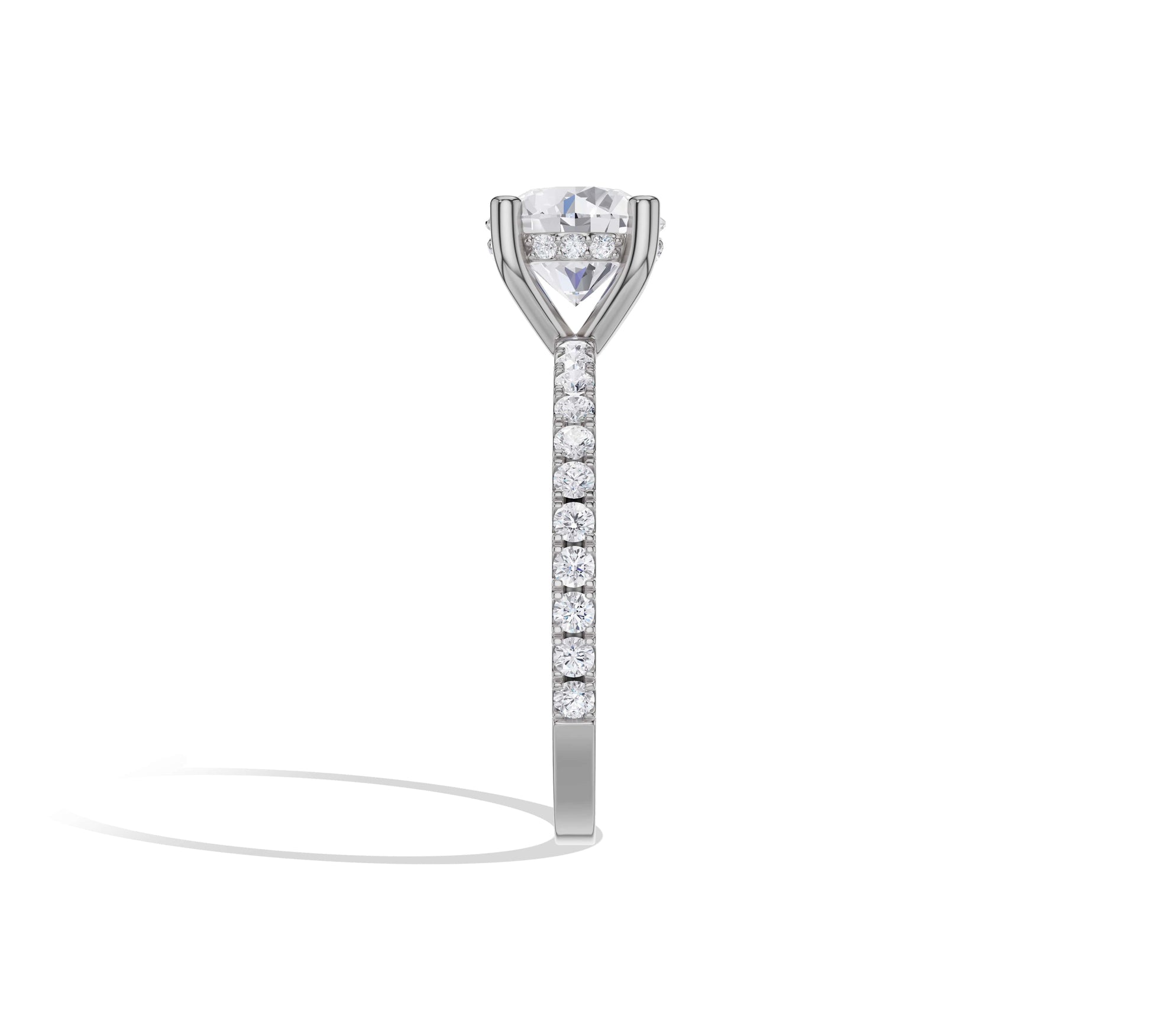 14K white gold round solitaire with hidden halo sparkle