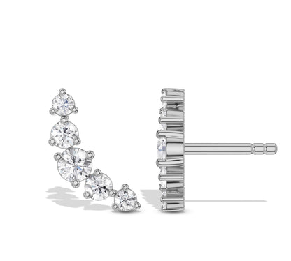 Lab grown diamond climber earrings in white gold