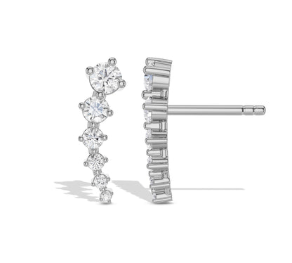 Linear white gold diamond earrings