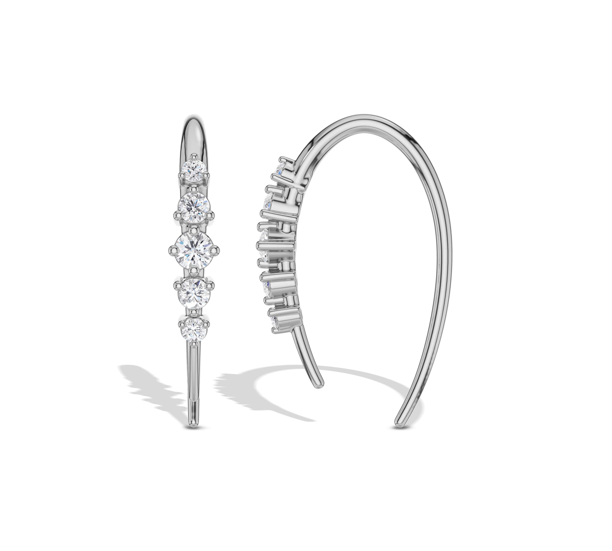 18K white gold climber earrings with round cut diamonds