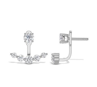 White gold double diamond stud earring set