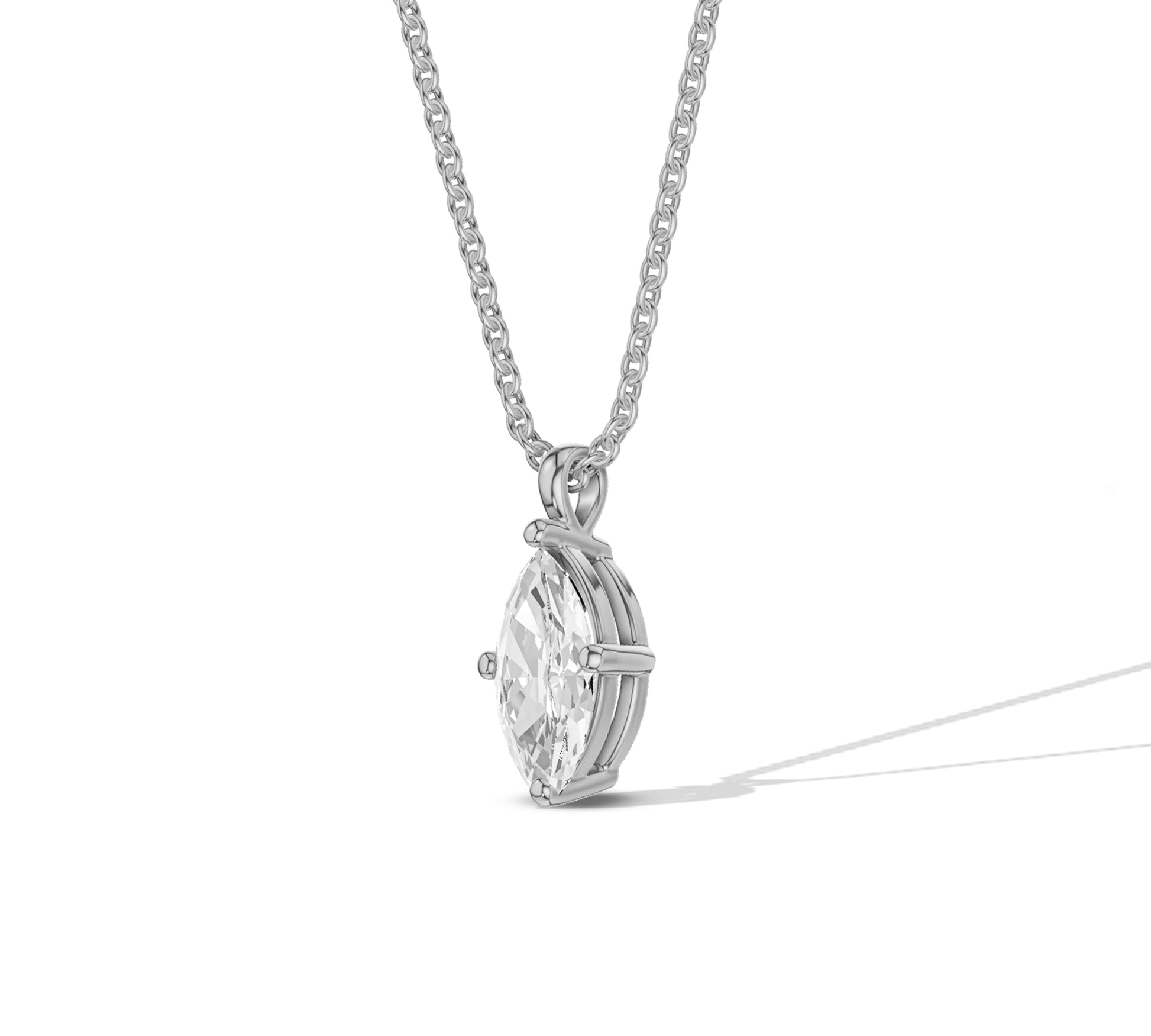 marquise white gold solitaure necklace