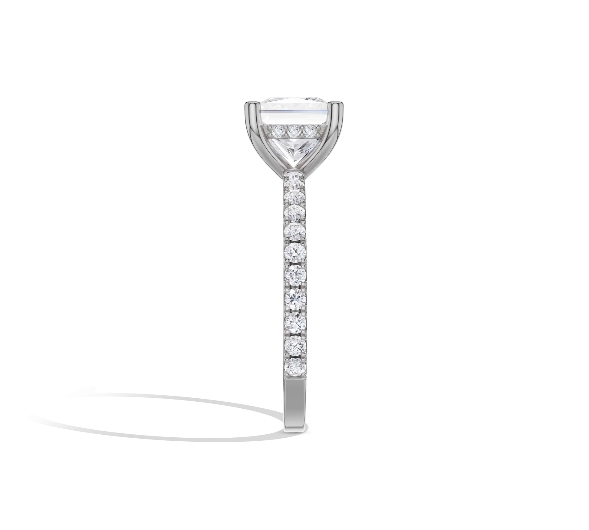 Princess cut lab diamond in sleek white gold setting