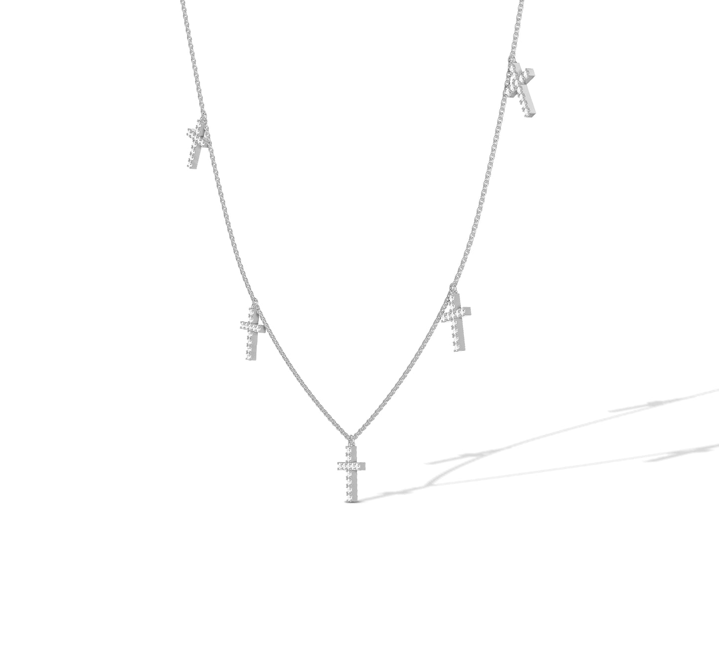White gold necklace with scattered cross motifs