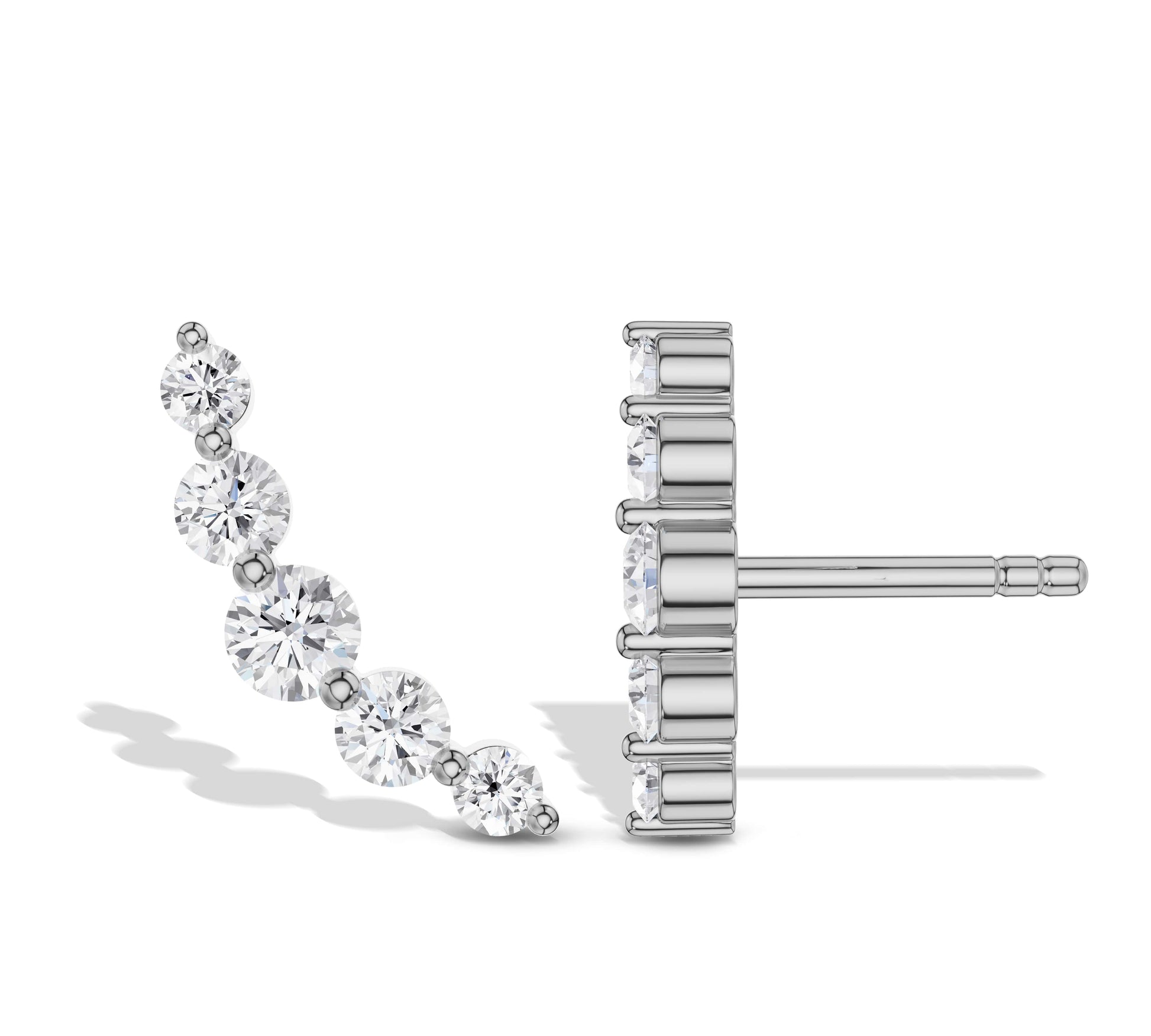 Minimalist white gold graduated diamond earrings