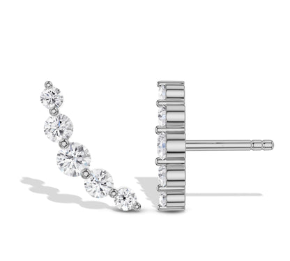 Minimalist white gold graduated diamond earrings