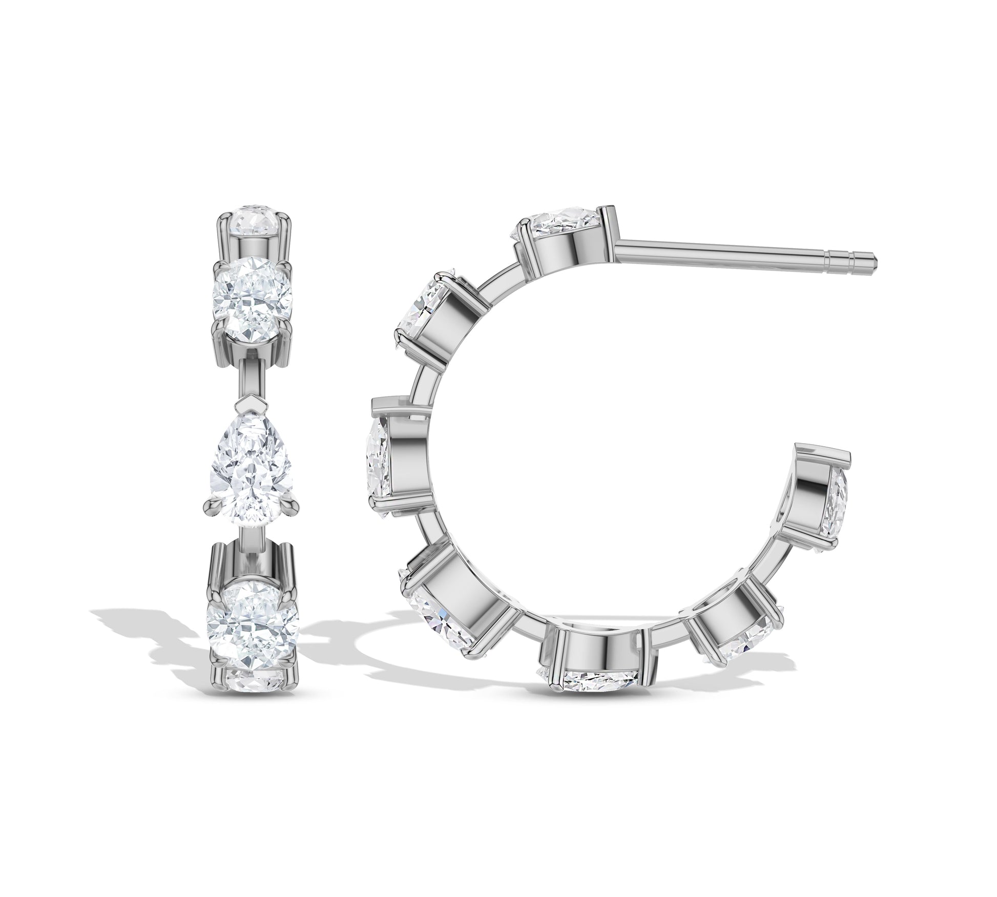 Mixed-shape earrings with brilliant white sparkle