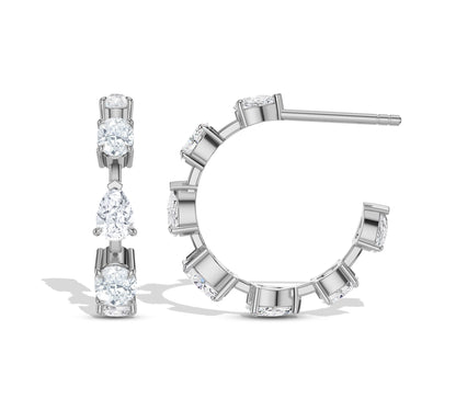 Mixed-shape earrings with brilliant white sparkle
