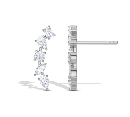 Graduated diamond climber studs in gold