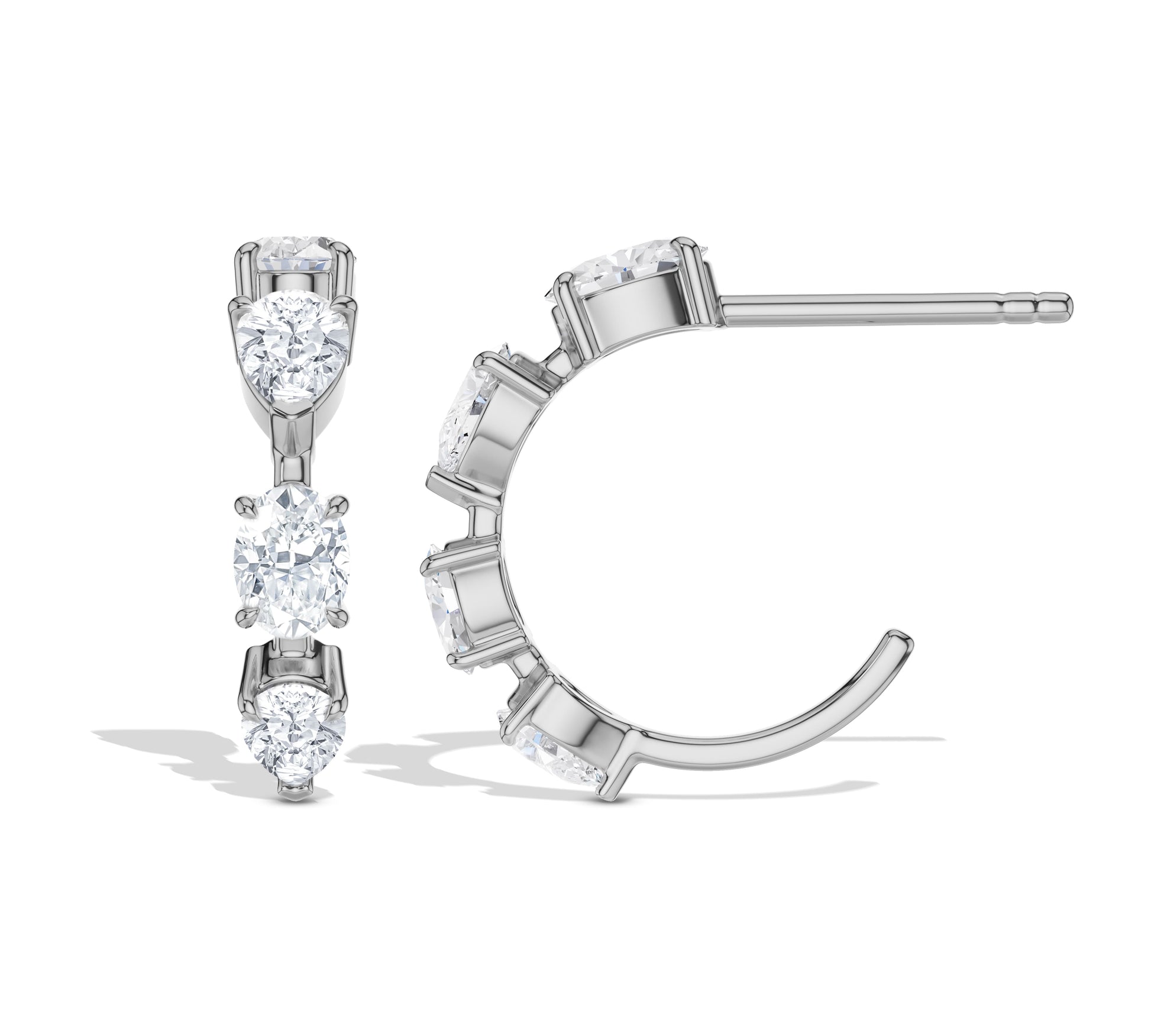 Artistic whitegold crawler earrings with moissanite stones