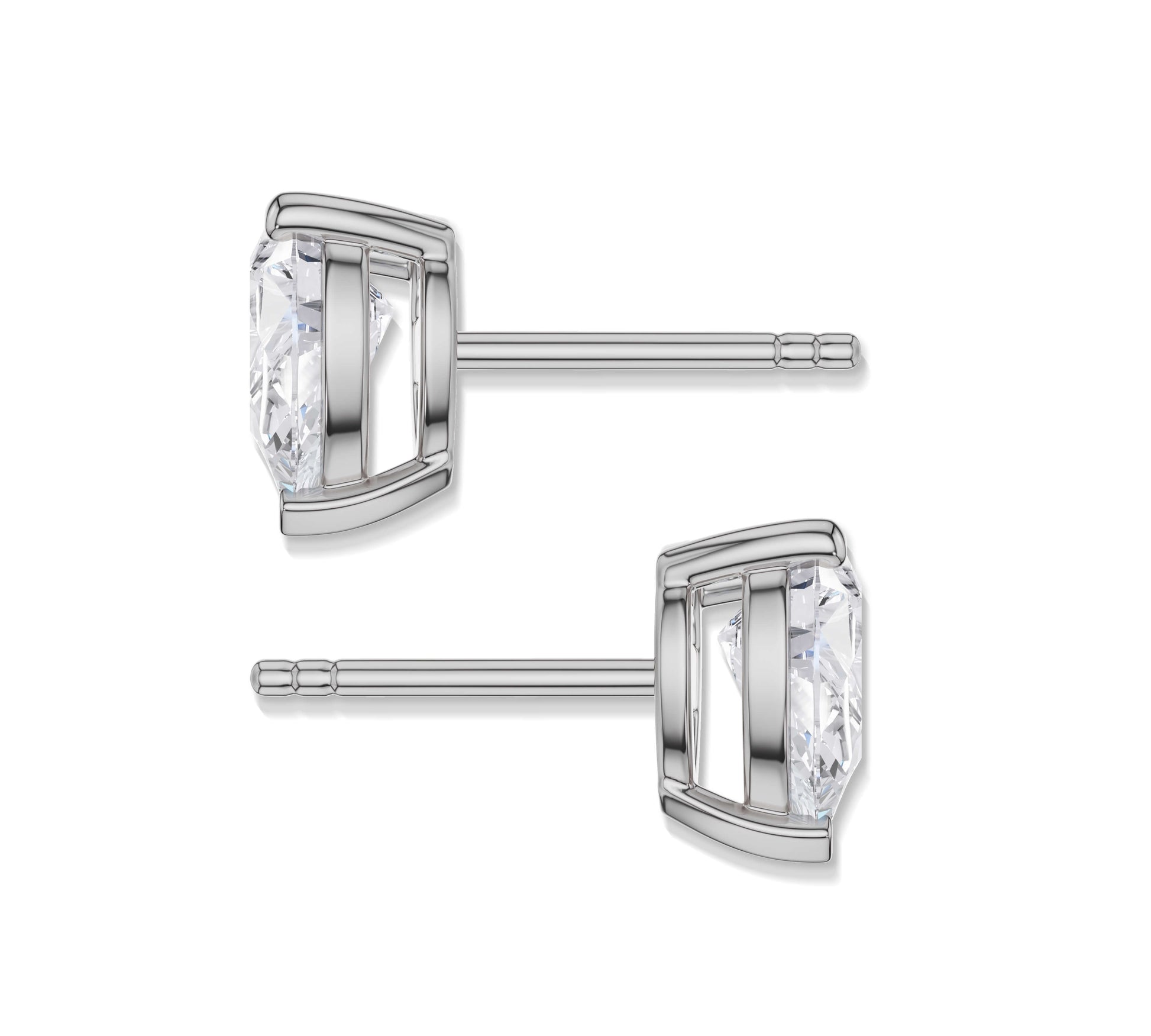 Sparkling pear shaped white gold studs