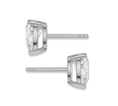 Sparkling pear shaped white gold studs