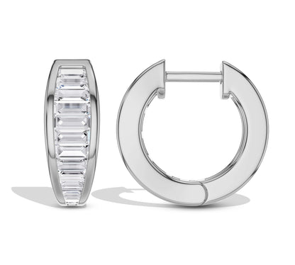Modern white gold huggie earrings