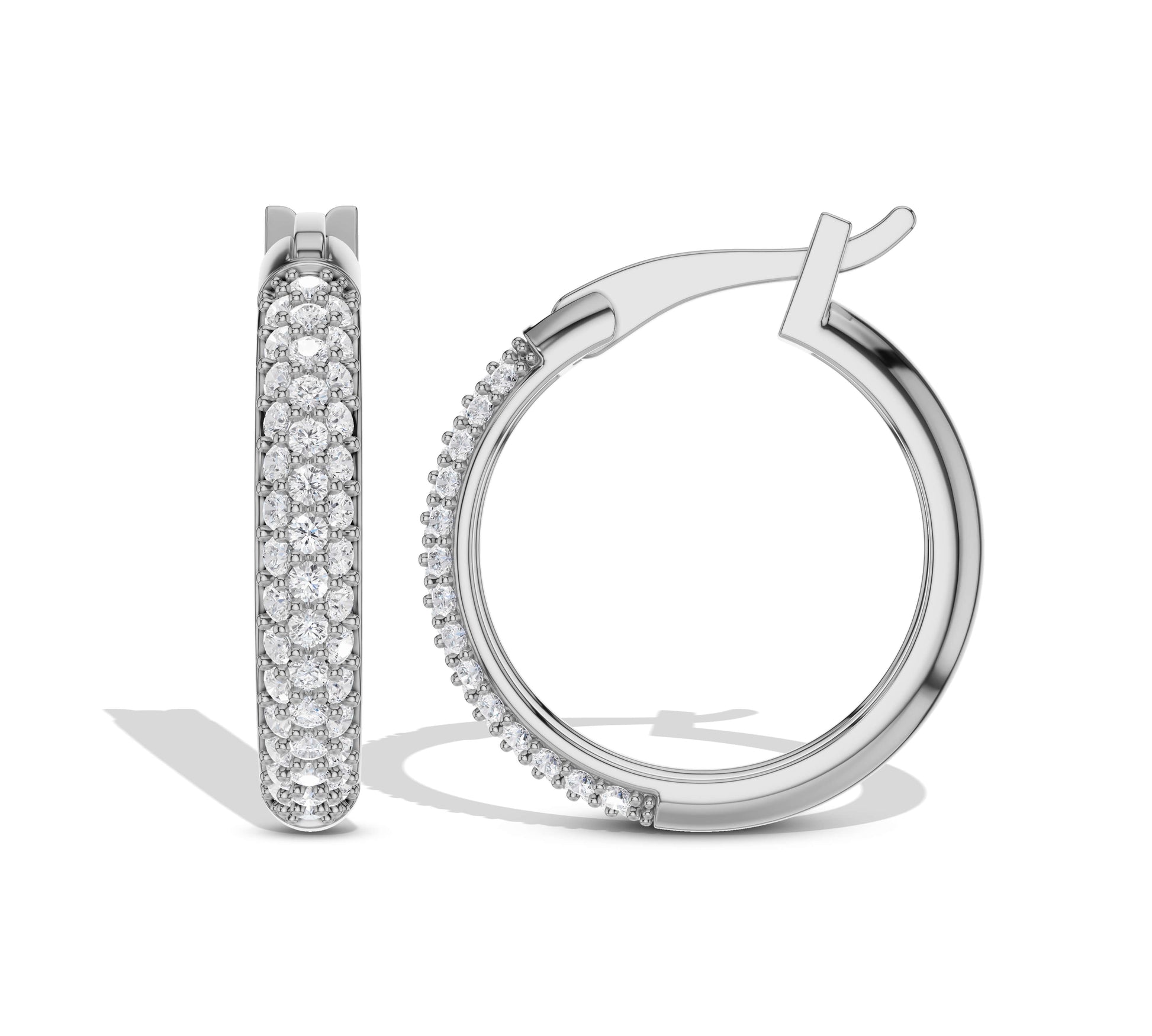 Close-up of fine pave diamond hoop design