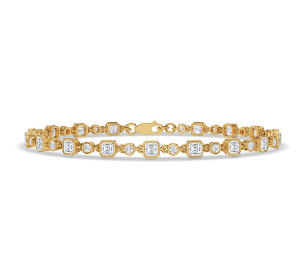 Asscher and Round Alternate Tennis Bracelet