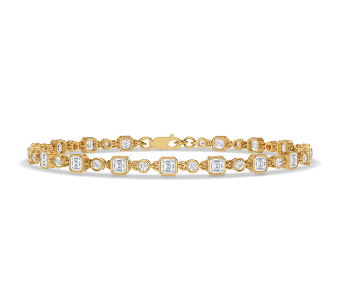 Asscher and Round Alternate Tennis Bracelet