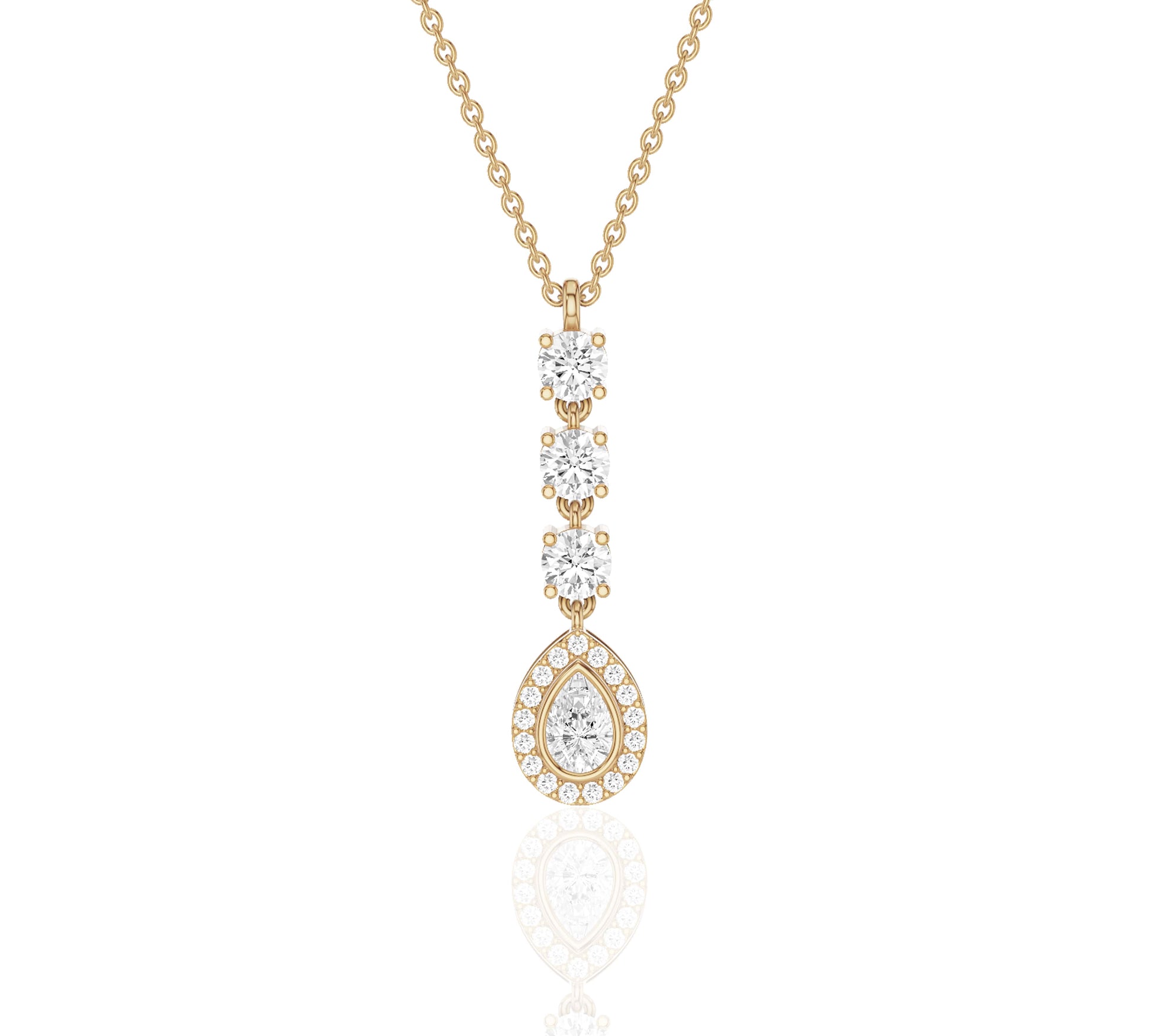 Dainty vertical diamond necklace with pear pendant