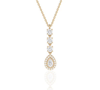 Dainty vertical diamond necklace with pear pendant