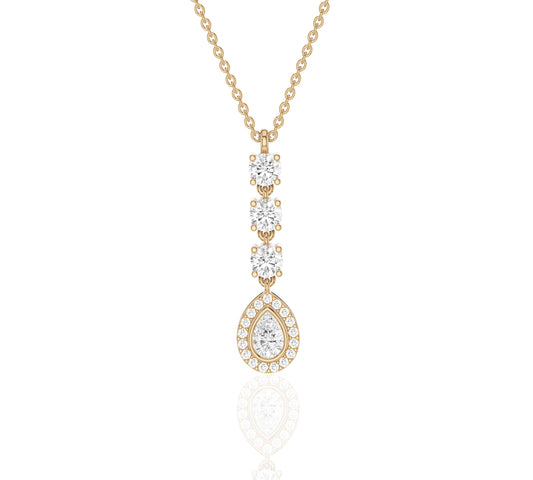 Dainty vertical diamond necklace with pear pendant