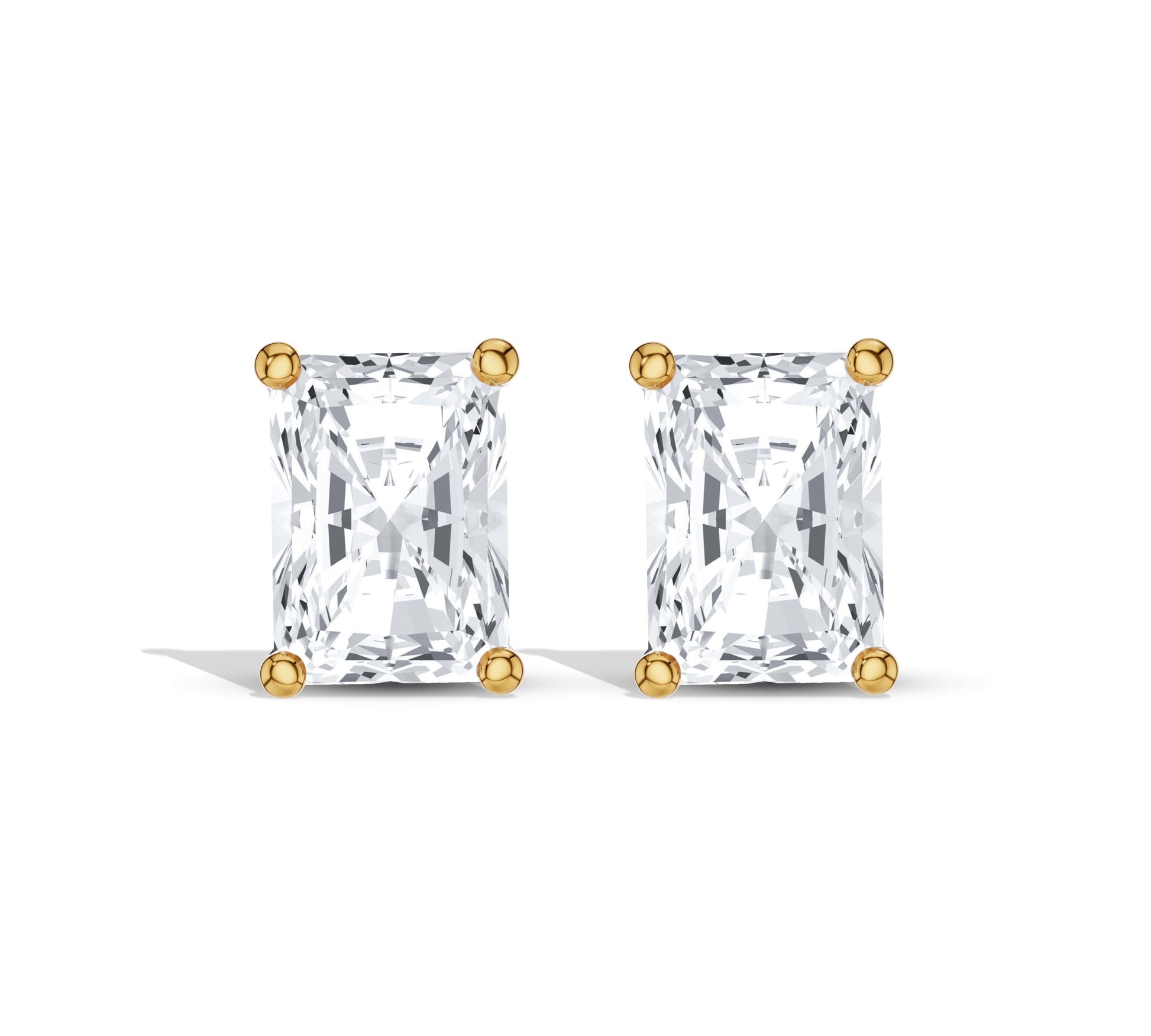 Soft edge radiant cut diamond studs