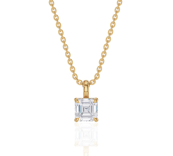 Asscher Cut Diamond Necklace for Women