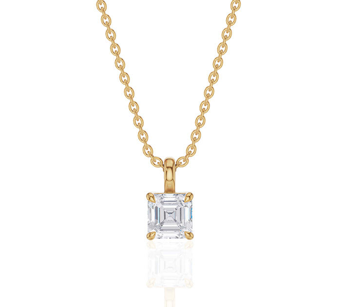 Asscher Cut Diamond Necklace for Women