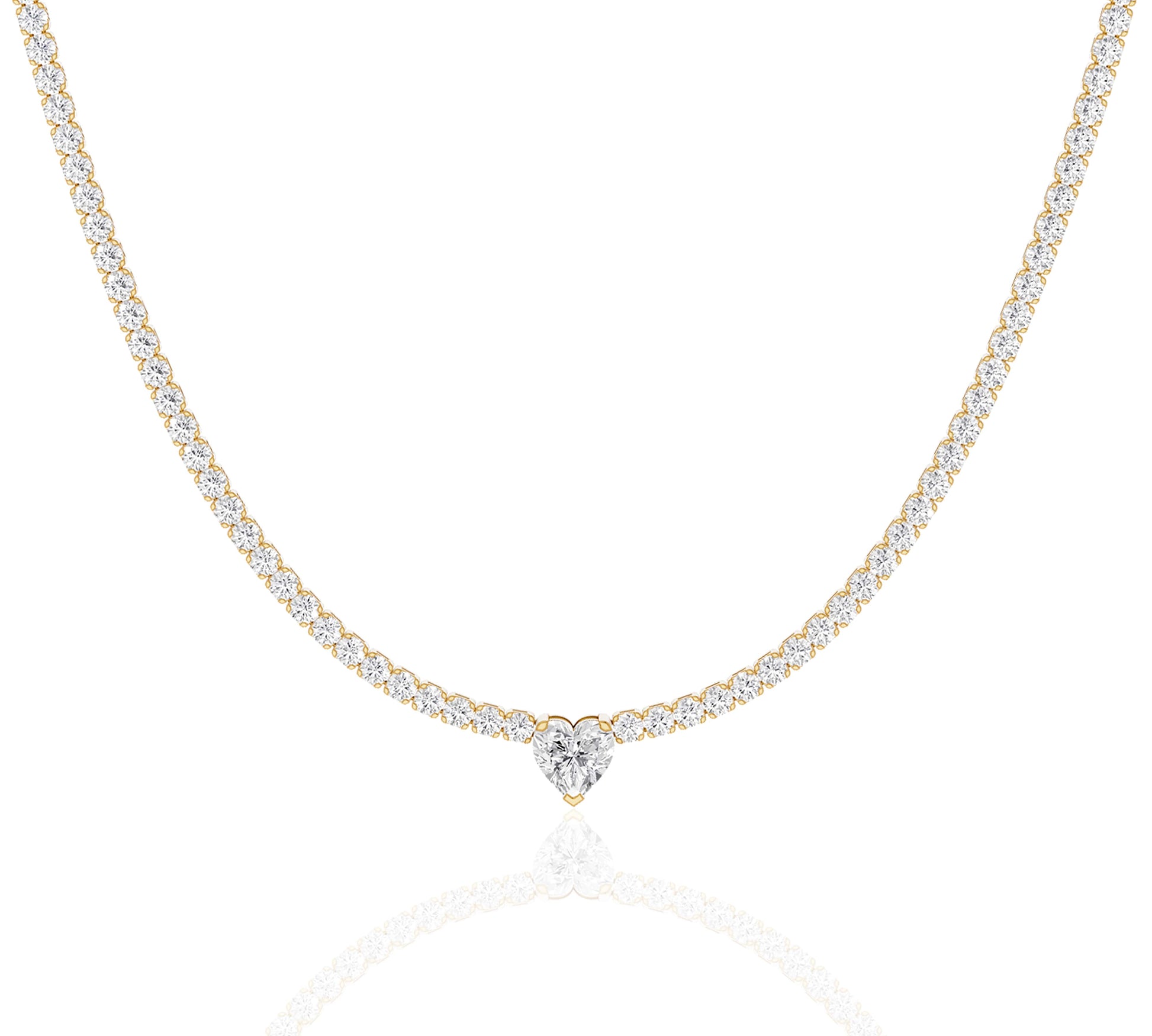 heart shaped diamond tennis necklace