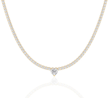 heart shaped diamond tennis necklace