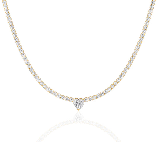 heart shaped diamond tennis necklace