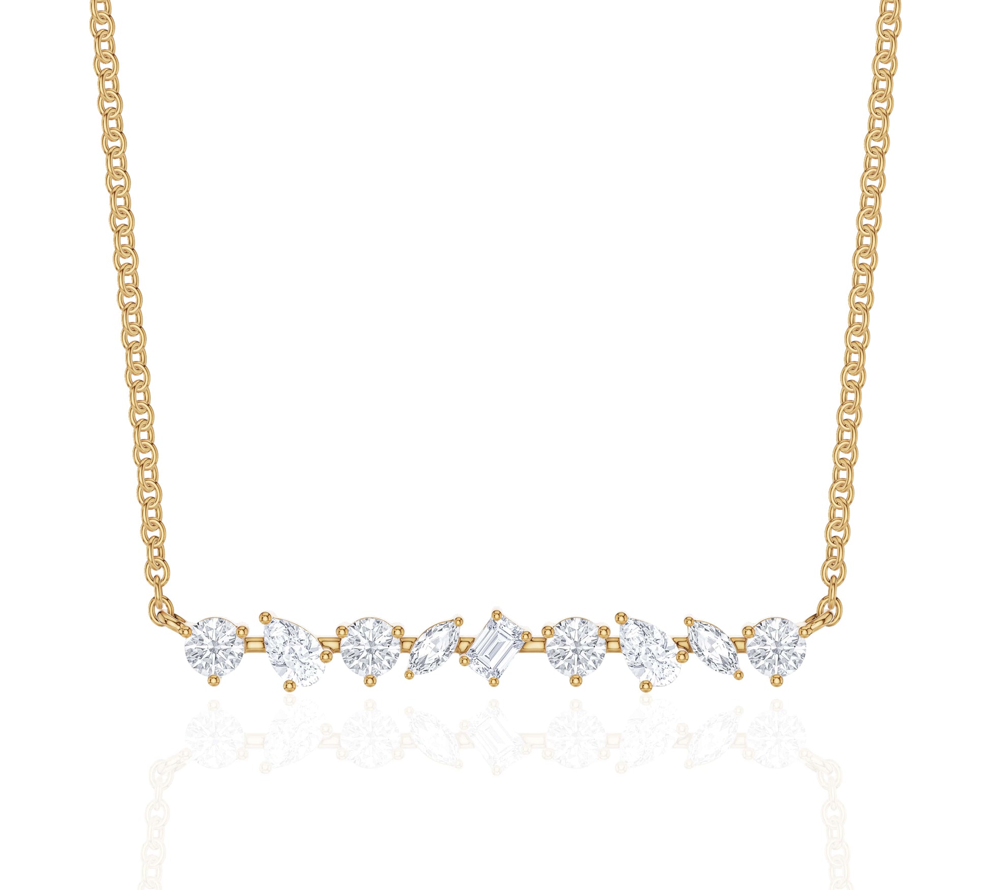gold and diamond bar necklace