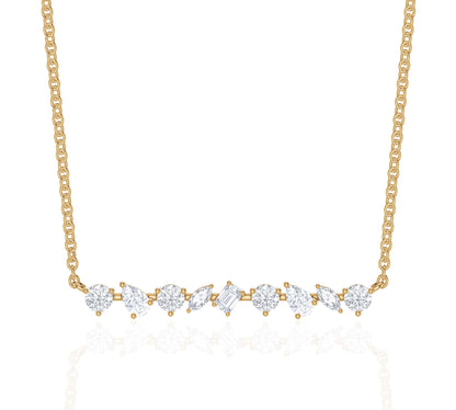 gold and diamond bar necklace