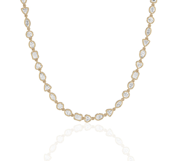 Multi-Shape Diamond Bezel Tennis Necklace