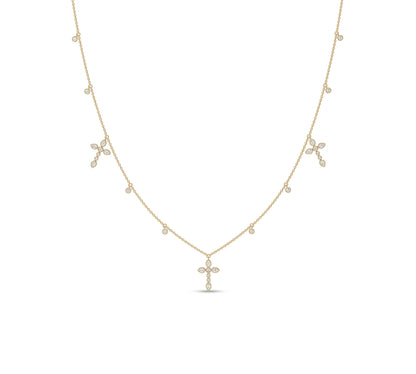 Yellow gold necklace with pear-shaped diamond cross