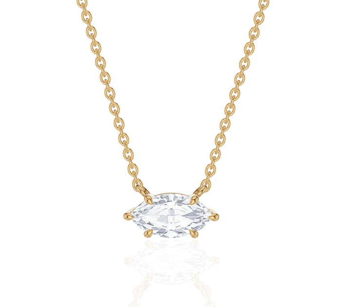 Horizontal Marquise Solitaire Necklace