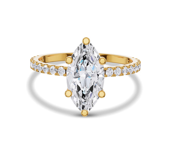 Floating Hidden Halo Marquise Diamond Ring