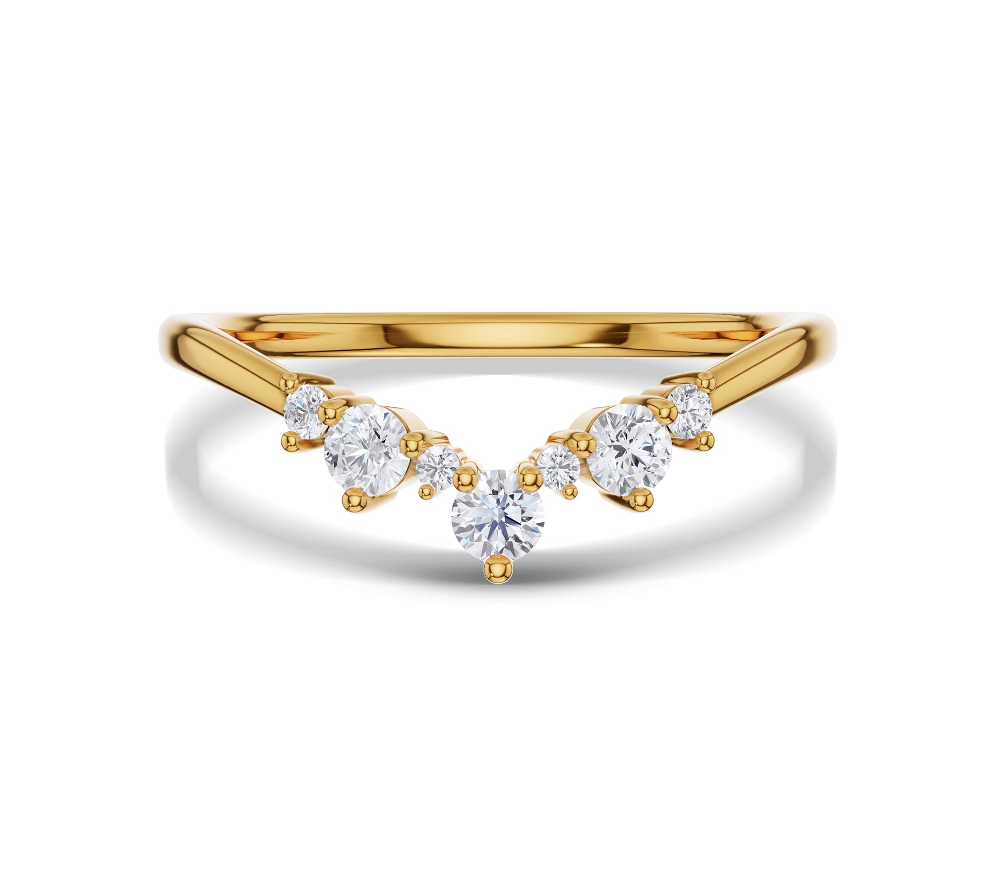 Round Cut Diamond Curved Wedding Ring