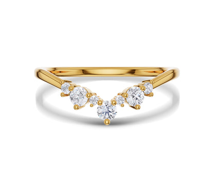 Round Cut Diamond Curved Wedding Ring