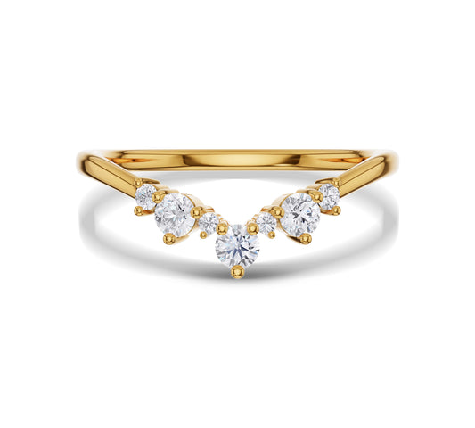 Round Cut Diamond Curved Wedding Ring