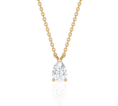 diamond pear necklace​ in yellow gold